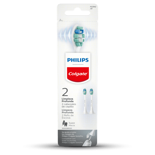 Refil Escova Dental Suave Macia Elétrica Limpeza Profunda Colgate + Philips 2 Unidades