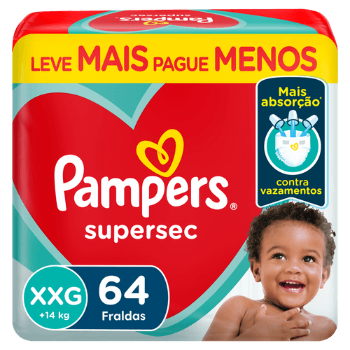 Fralda Descartável Pampers Supersec XXG 64 Unidades