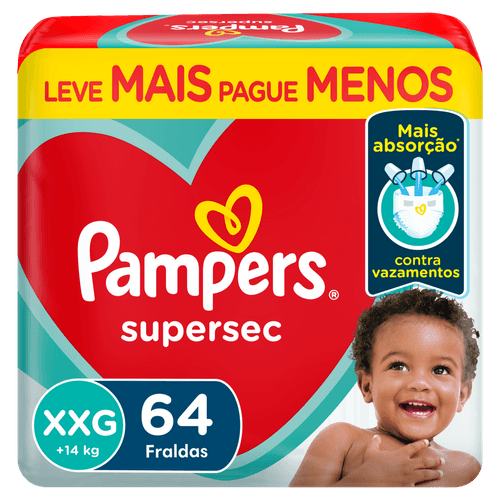 Fralda Pampers Supersec Jumbo XXG – 64 unidades