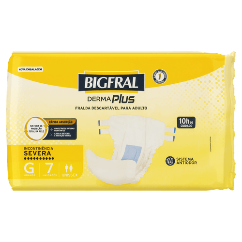 Fralda Bigfral Derma Plus G - 7 Unidades