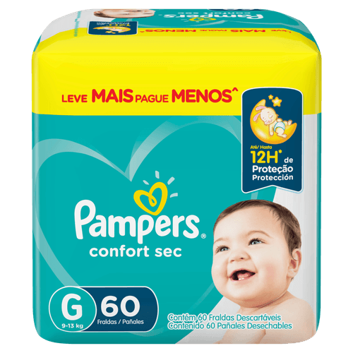 Fralda Descartável Infantil Pampers Confort Sec G 60 Unidades