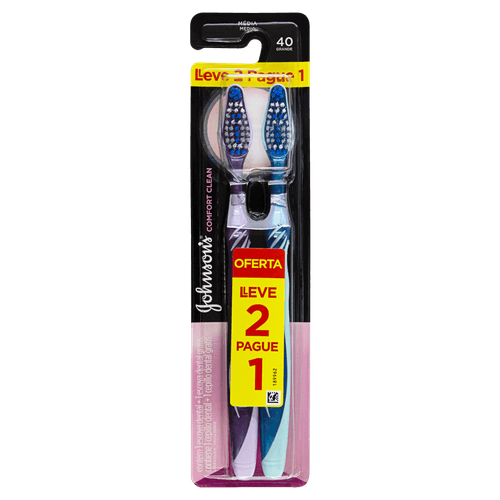 Escova Dental Média Johnson's Comfort Clean 40 Grande Leve 2 Pague 1 Unidade