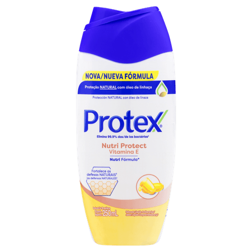 Sabonete Líquido Antibacteriano Protex Nutri Protect Vitamina E Frasco 250ml