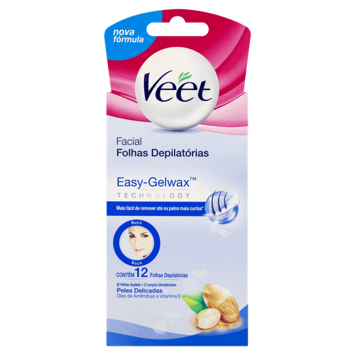 Cera Depilatório Veet Pele Delicada 12 Folhas - Veet