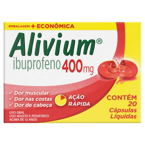 Alivium 400mg  Caixa 20 Cápsulas Líquidas Embalagem Econômica