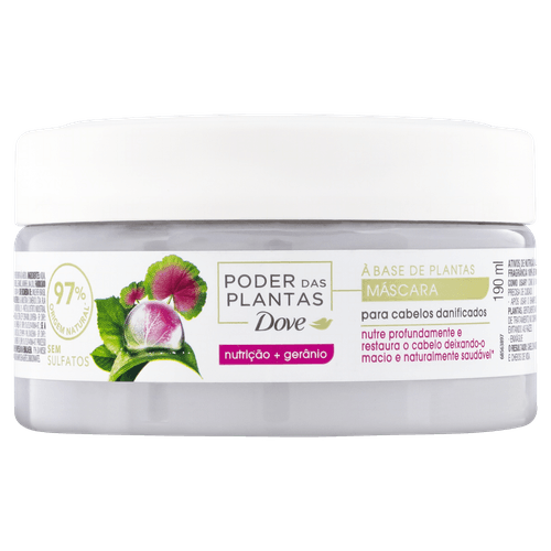 Máscara Dove Poder das Plantas Nutrição + Gerânio Pote 190ml