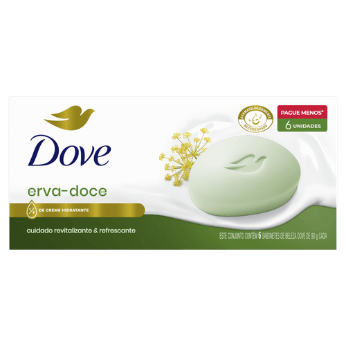 Pack Sabonete Barra Erva-Doce Dove Envoltório 6 Unidades 90g Cada Leve Mais Pague Menos