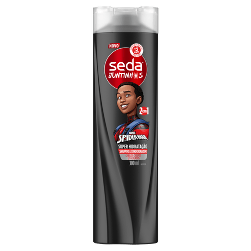 Shampoo Infantil 2 em 1 Spider-Man Seda Juntinhos Super Hidratação Frasco 300ml