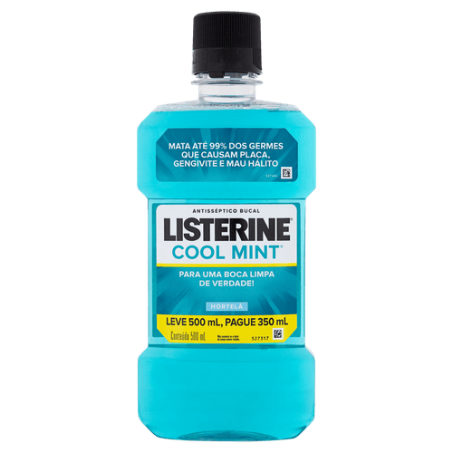 Enxaguante Bucal Hortelã Listerine Cool Mint Frasco Leve 500ml Pague 350ml