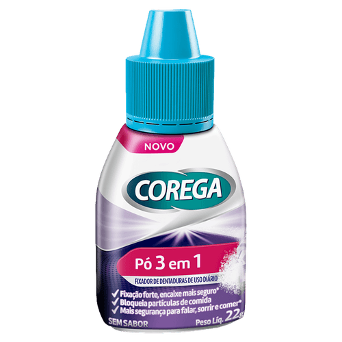 Fixador de Dentadura Pó sem Sabor Corega Frasco 22g