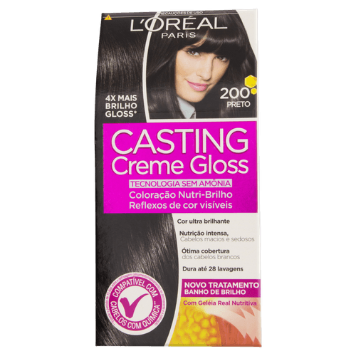 Kit Coloração Creme 200 Preto L'oréal Paris Casting Gloss