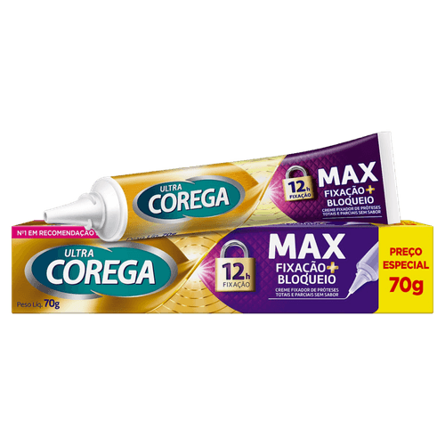 Fixador de Dentadura Creme sem Sabor Ultra Corega Max Caixa 70g