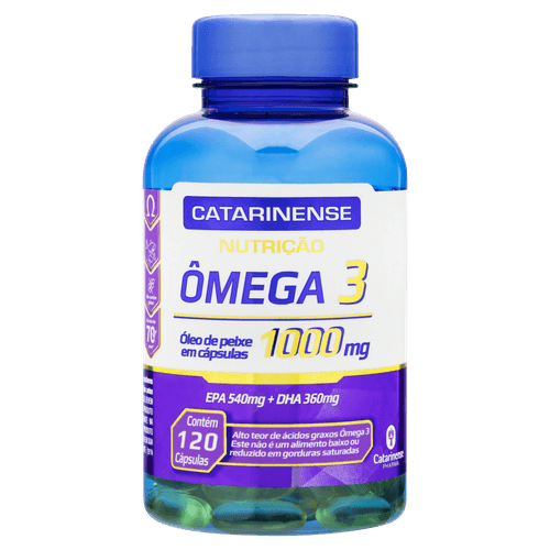 Ômega 3 1000mg Zero Lactose Catarinense Pharma Nutrição Frasco 120 Cápsulas