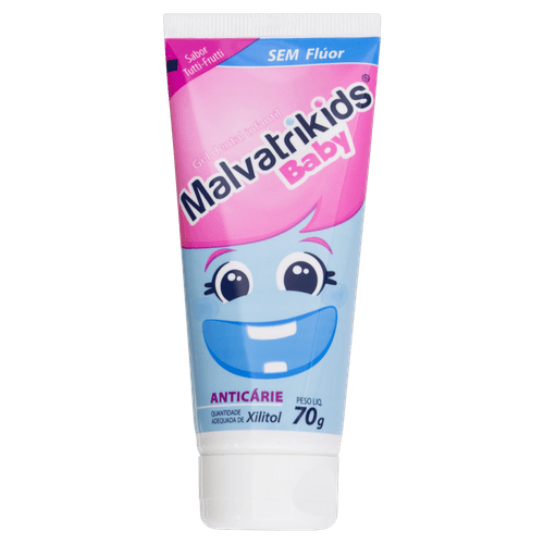 Gel Dental sem Flúor Anticárie Tutti Frutti Malvatrikids Baby Bisnaga 70g