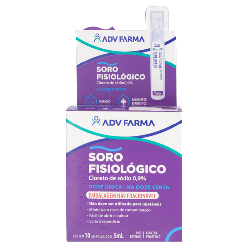 Soro Fisiológico Adv Farma Caixa 10 Unidades 5ml Cada