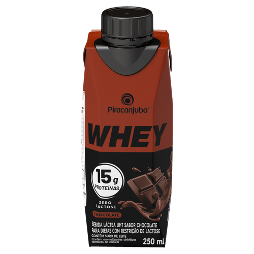 Bebida Láctea UHT Chocolate Zero Lactose Piracanjuba Whey Caixa 250ml