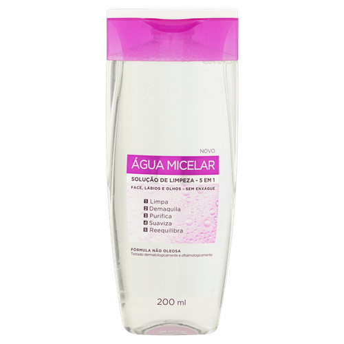 Água Micelar L'Oréal Paris Solução de Limpeza 5 em 1, 200ml