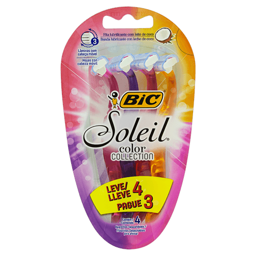 Kit Aparelho Barbear Soleil Color Colection - Leve 4 Pague 3 - Bic