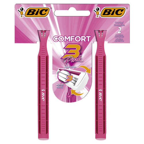Aparelho Barbear Bic Comfort 3 Pink Com 2 - Bic