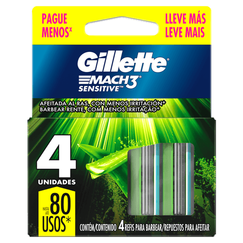 Carga Gillete Mach 3 Sensitive  - 4 Unidades