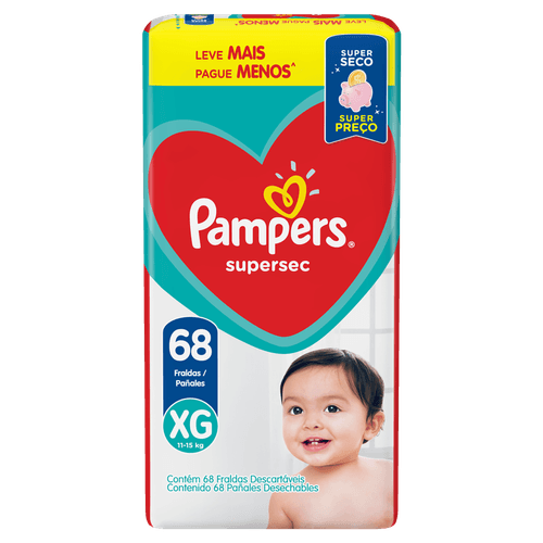 Fralda Descartável Pampers Supersec XG 68 Unidades