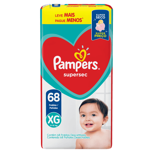 Fralda Pampers Supersec XG - 68 unidades