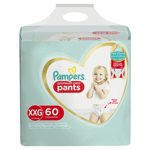 Fralda Pampers Pants Premium Care Top XXG  C/60 unid