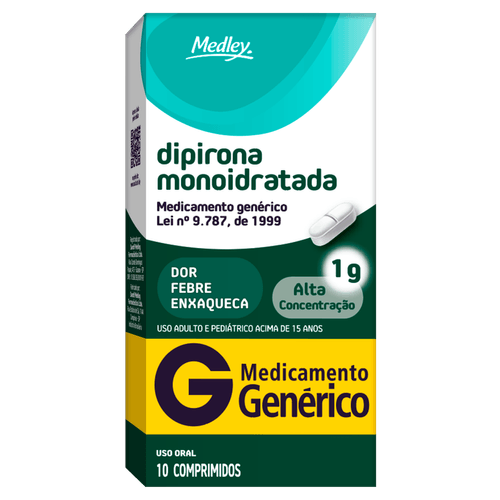 Dipirona Monoidratada 1g Medley - 10 Comprimidos