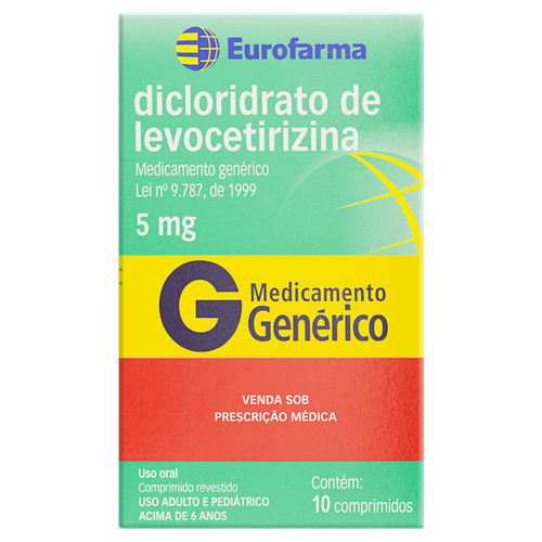 Dicloridrato Levocetirizina 5mg 10 Comprimidos - Genérico - Eurofarma