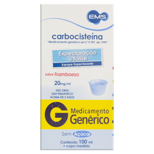 Carbocisteína 20mg/ml - Xarope Expectorante Infantil - Genérico EMS - 100ml