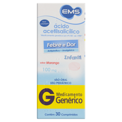 Aas Ácido Acetilsalicilico 100mg Pediátrico 30 Comprimidos - Genérico - Ems