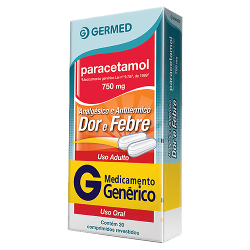 Paracetamol 750mg 20 Comprimidos Revestidos - Genérico - Germed