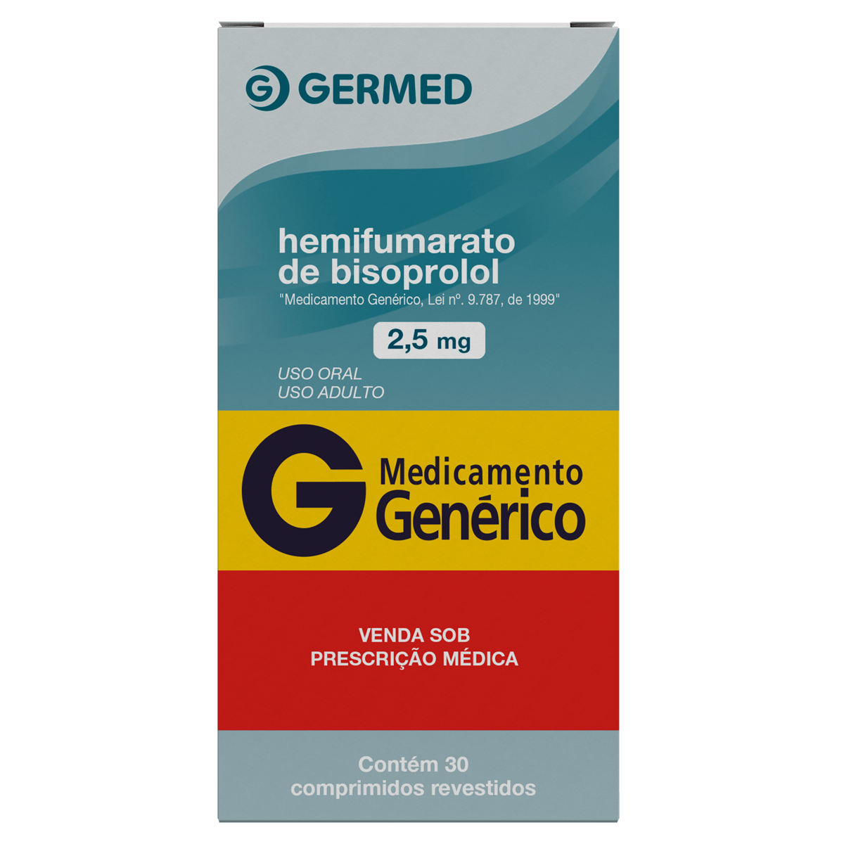 Encontraproduto.com.br - Hemifumarato de Bisoprolol 2,5mg Germed 30 Comprimidos Revestidos