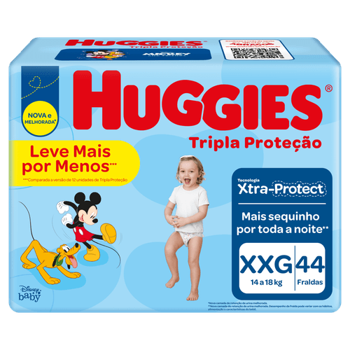 Fralda Huggies Tripla Proteção 44 unidades XXG