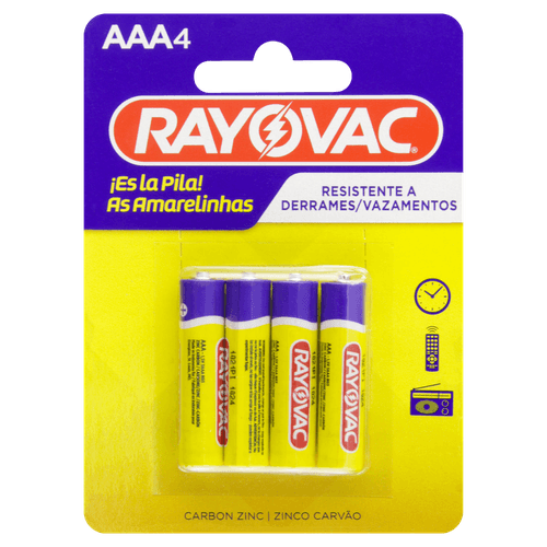 Pilha Rayovac As Amerelinhas AAA Palito C/ 4 unidades