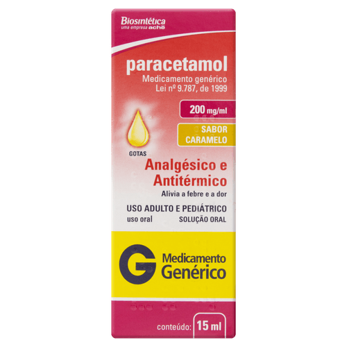 Paracetamol 200Mg Sabor Caramelo Sl Or 15Ml - Genérico - Biosintética Genérica