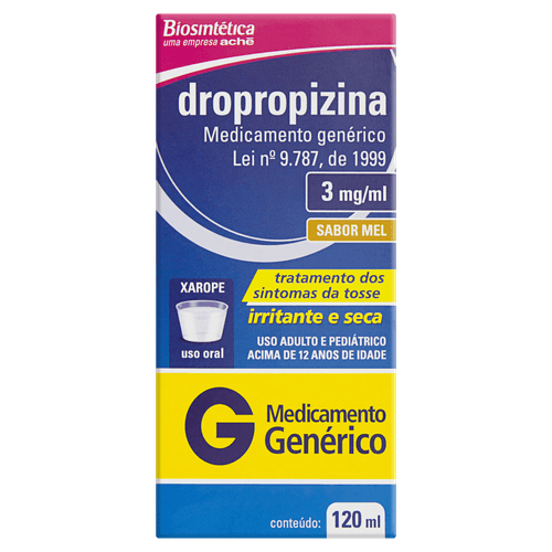 Dropropizina 3mg Xarope Ad 120ml - Genérico - Biosintética Genérica