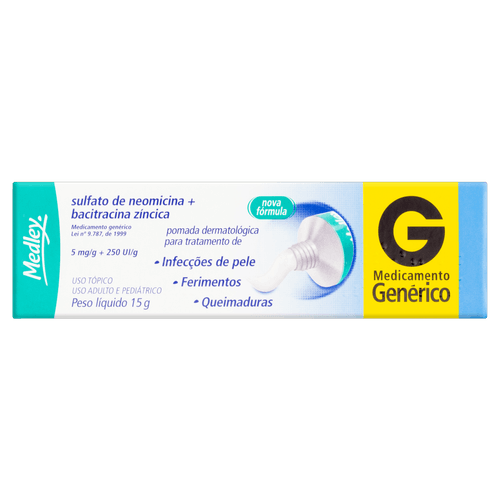 Sulfato de Neomicina 5mg + Bacitracina Zíncica 250UI - Genérico Medley - 15g