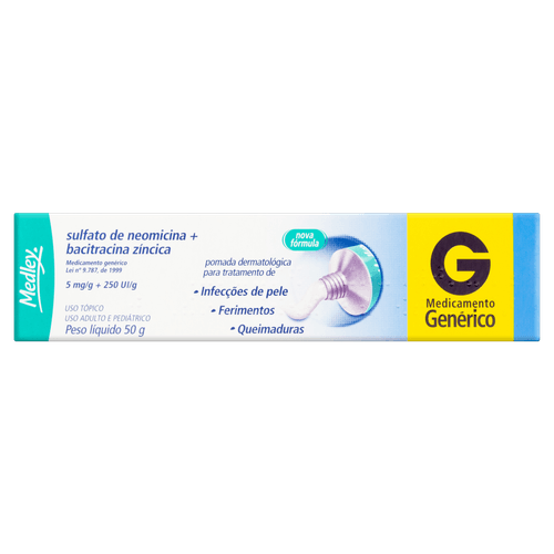 Pomada de Sulfato de Neomicina + Bacitracina Genérico Medley 50g