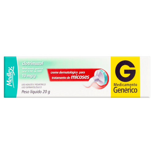 Clotrimazol 10mg - Creme Dermatológico - Genérico Medley - 20g