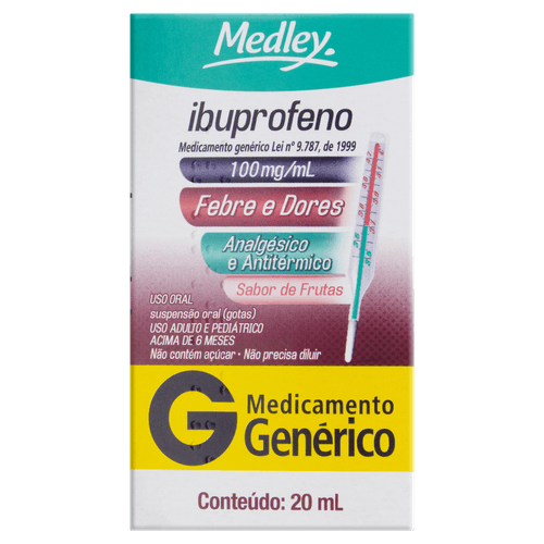 Ibuprofeno 100mg/ml 20ml Suspensão Oral Genérico Medley