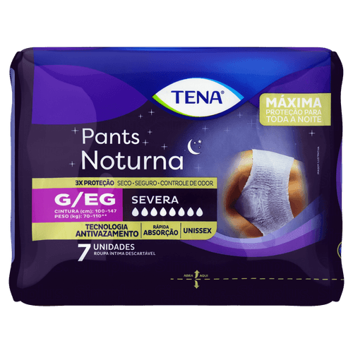 Fralda Calça Geriátrica Unissex Tena Pants Noturna G/EG 7 unidades