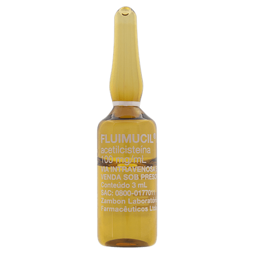 Fluimucil 100mg Solução Injetável 3ml 5 Ampolas