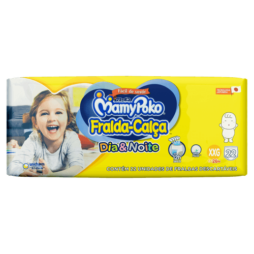 Fralda Descartável Infantil Calça MamyPoko Dia&Noite XXG Pacote 22 Unidades