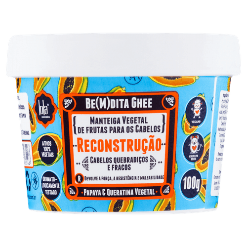 Manteiga Reconstrução Papaya & Queratina Lola Cosmetics Be(M)dita Ghee Pote 100g