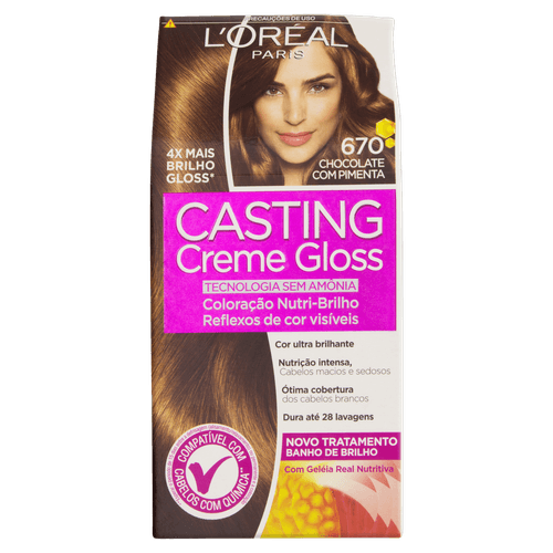 Tinta de Cabelo Casting Creme Gloss de L’Oréal Paris 670 Chocolate com Pimenta 246g