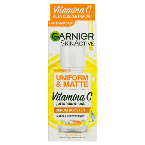 Sérum Facial Antimarcas Garnier Uniform & Matte Vitamina C, 15ml