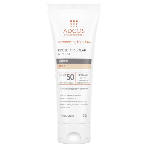 Fotoprotetor Adcos Mousse Mineral FPS50 Cor Bege 50g