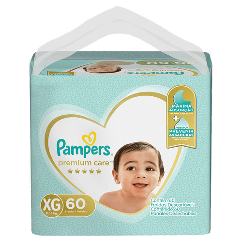 Fralda Pampers Premium Care XG - 60 unidades