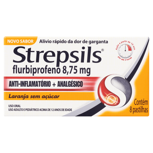 Pastilhas para Garganta Strepsils - Laranja - 8 unidades